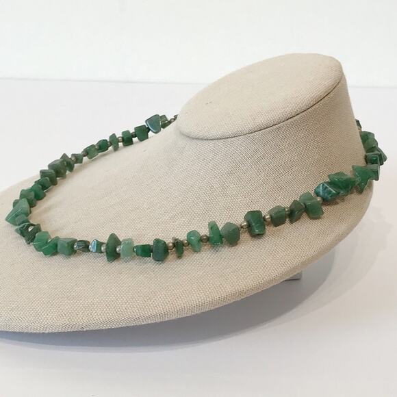 Green Jade Jadeite Necklace Uncut Chunk Stones Barrel Clasp - Picture 4 of 16